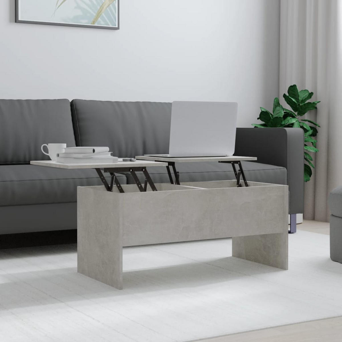 COUCHTISCH Betongrau 102x50,5x46,5 cm Holzwerkstoff - Grau, Holzwerkstoff (102/50.5/46.5cm) - furnicato