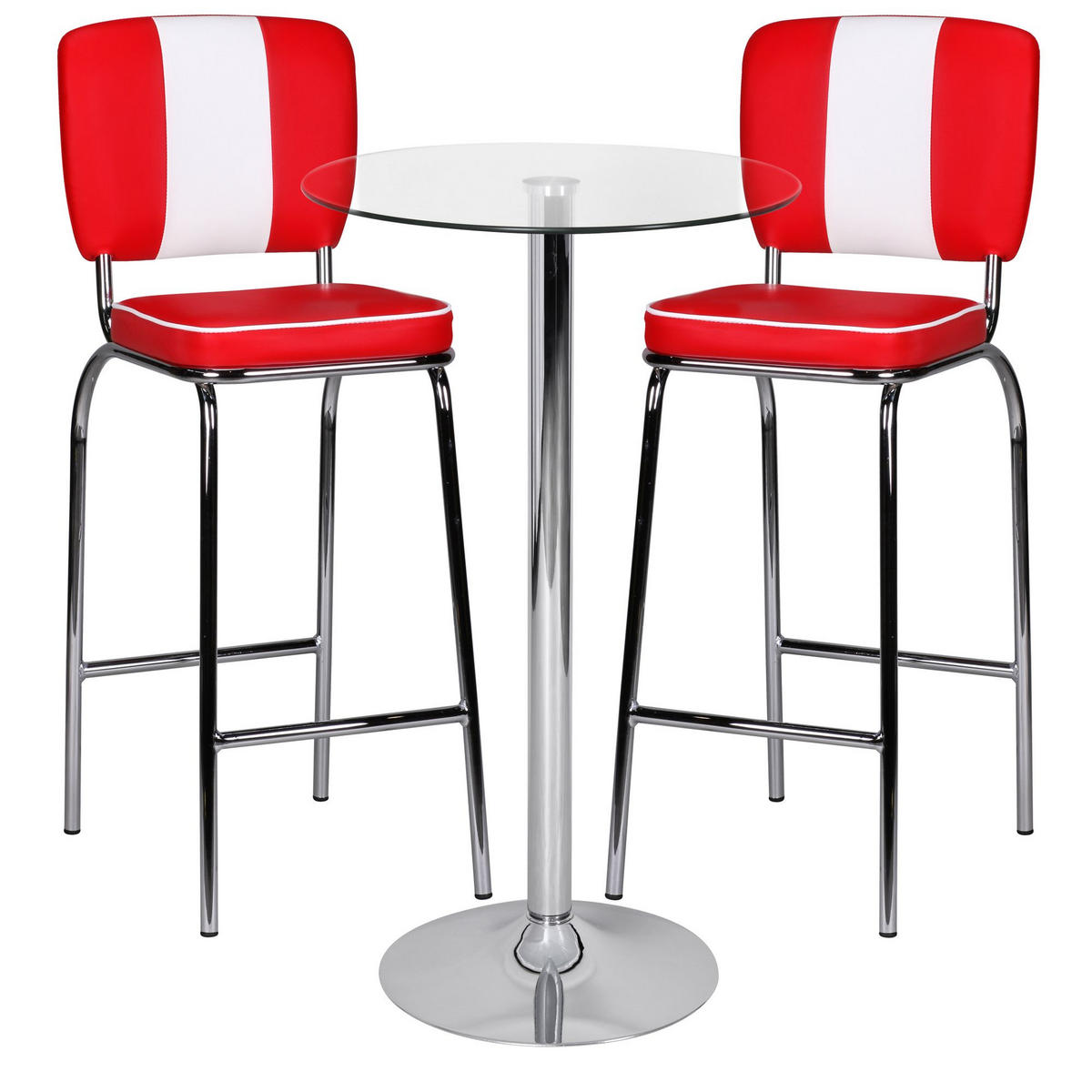 STEHTISCH – Ø 60 cm, Sicherheitsglas, Drehfunktion, Trompetenfuß, Chrom - Silberfarben, Glas/Metall (60/105/60cm) - KADIMA DESIGN