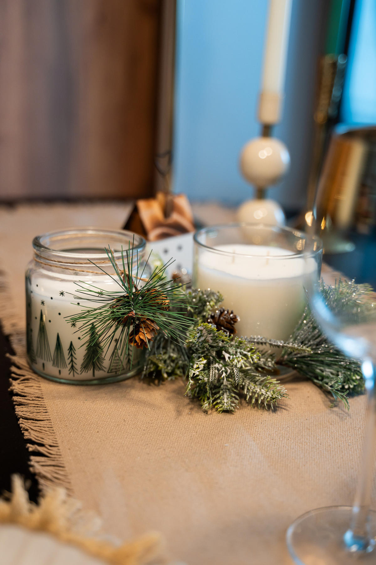 WEIHNACHTSKERZE mit Schmuck 9,5/9,5/10 cm - Rot, Glas (9.5/10/9.5cm) - Atmosphera Createur d´interieur