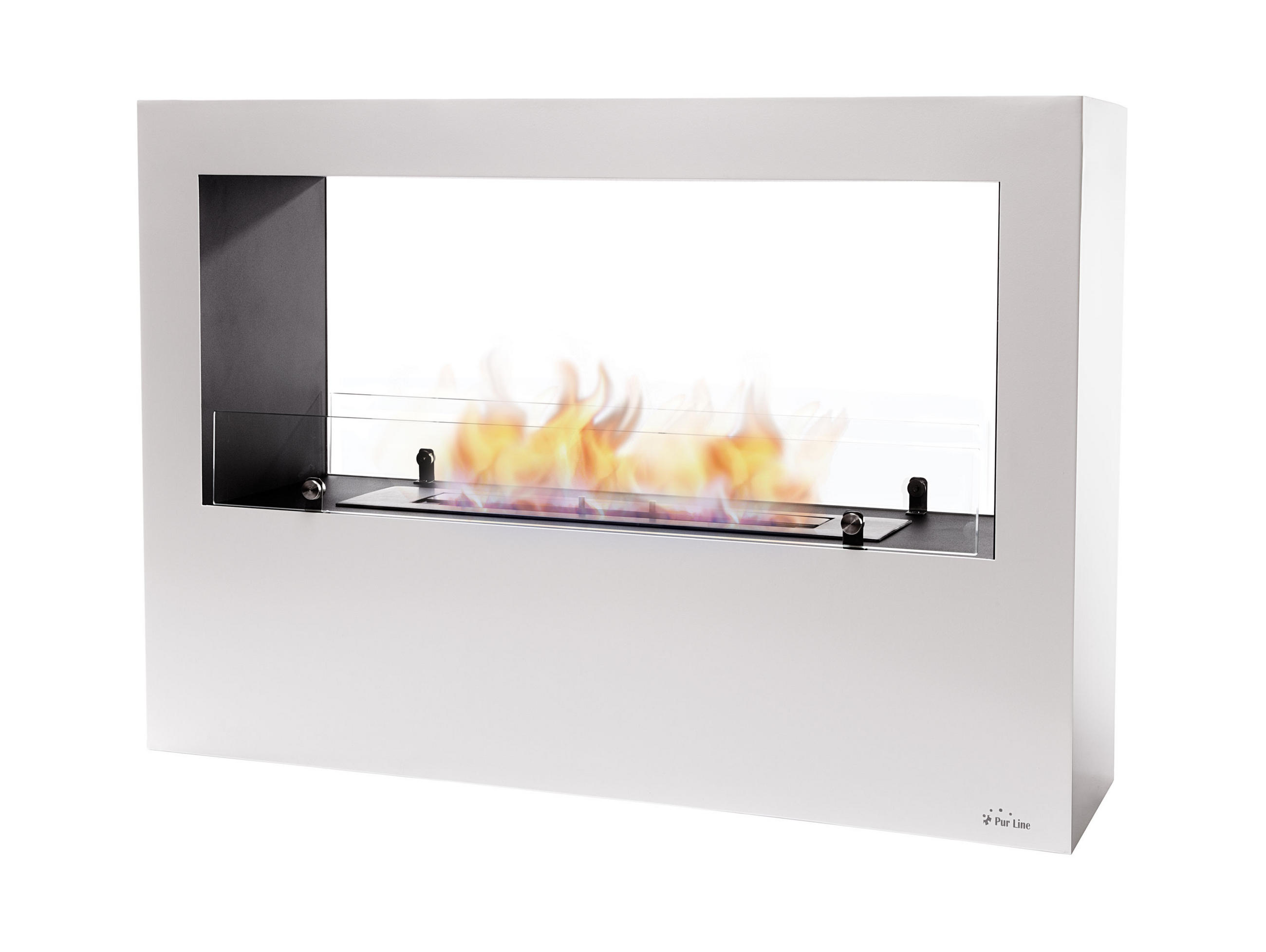 BIOETHANOL-KAMIN Weiß Bodenmodell inklusive 3 L Brennblock - Weiß, Metall (100/70/30cm) - Purline
