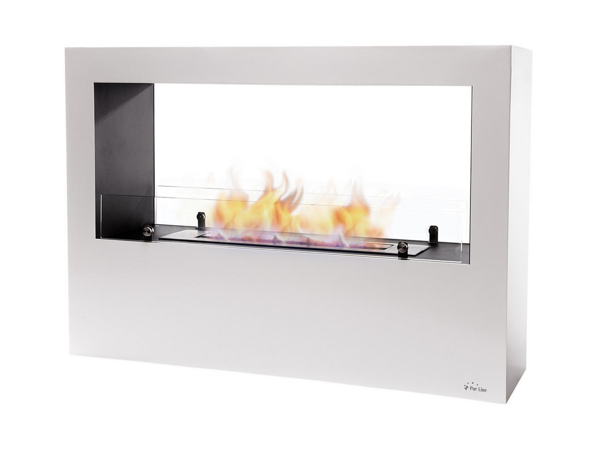 BIOETHANOL-KAMIN Weiß Bodenmodell inklusive 3 L Brennblock - Weiß, Metall (100/70/30cm) - Purline