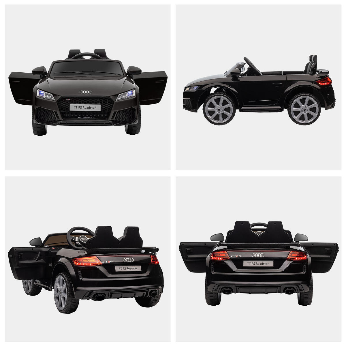 KINDER Elektroauto 12V Kinderauto mit 2,4G Fernbedienung, Musik, Schwarz - Schwarz, Metall (102/60/44cm) - HOMCOM