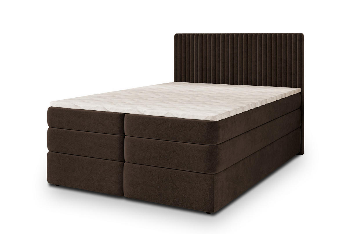 POSTEL BOXSPRING FELBIO 160x200 cm, s matrací a úložným prostorem, hnědá - hnědá, kompozitní dřevo/textil (160/200cm) - MASSENO
