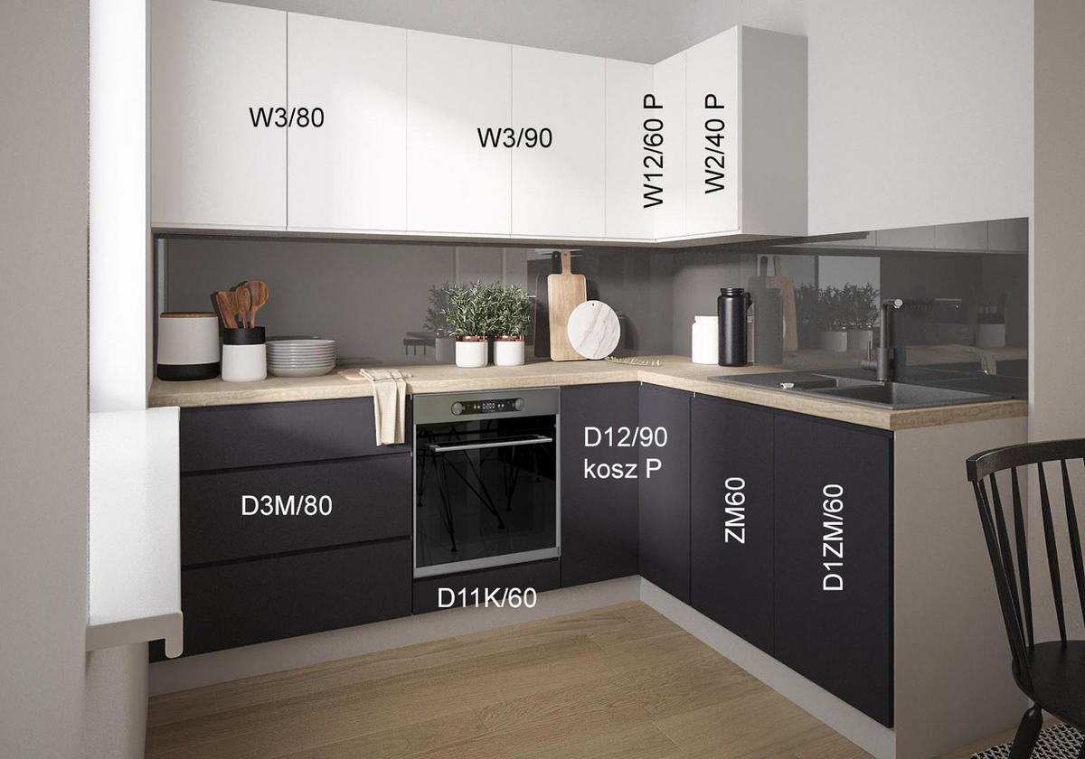 WINKELKÜCHE Florence grau / RAL 9003 signalweiß semi matt & RAL 7015 schiefergrau semi matt 9-teilig - Schwarz/Grau, Holzwerkstoff/Metall (230/207/172.2cm) - Feldmann-Wohnen