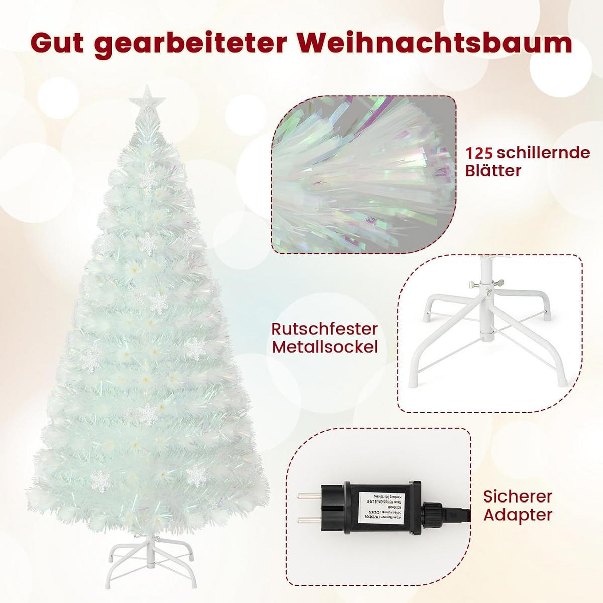 TANNENBAUM Weiß - Weiß, Kunststoff (120cm) - COSTWAY