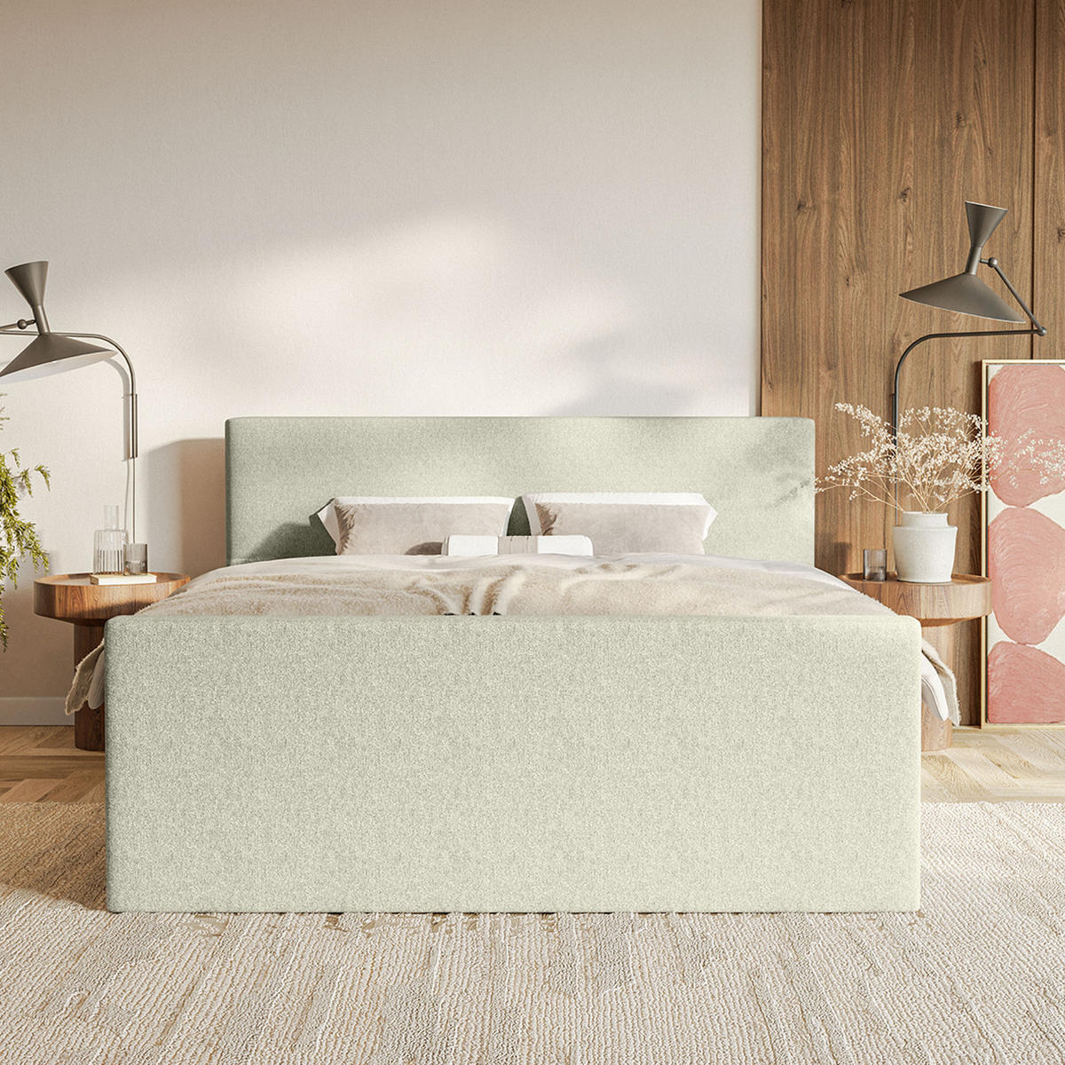 BOXSPRINGBETT VELIPOJA EASY CLEAN 160x200 cm, Creme - Creme, Textil (160/200cm) - Fedve