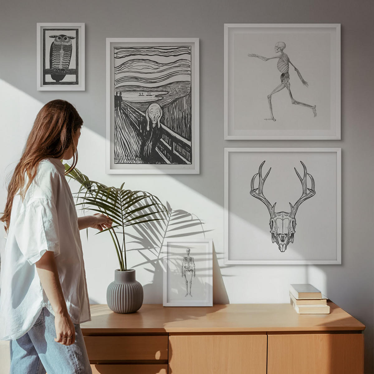 WANDBILDER 5er-Set - 50x50 cm & 20x30 cm & 40x60 cm Weißer Rahmen - Küchenaccessoires auf pflanzlicher Basis - Weiß, Kunststoff (40/60cm) - ArtPrintCave
