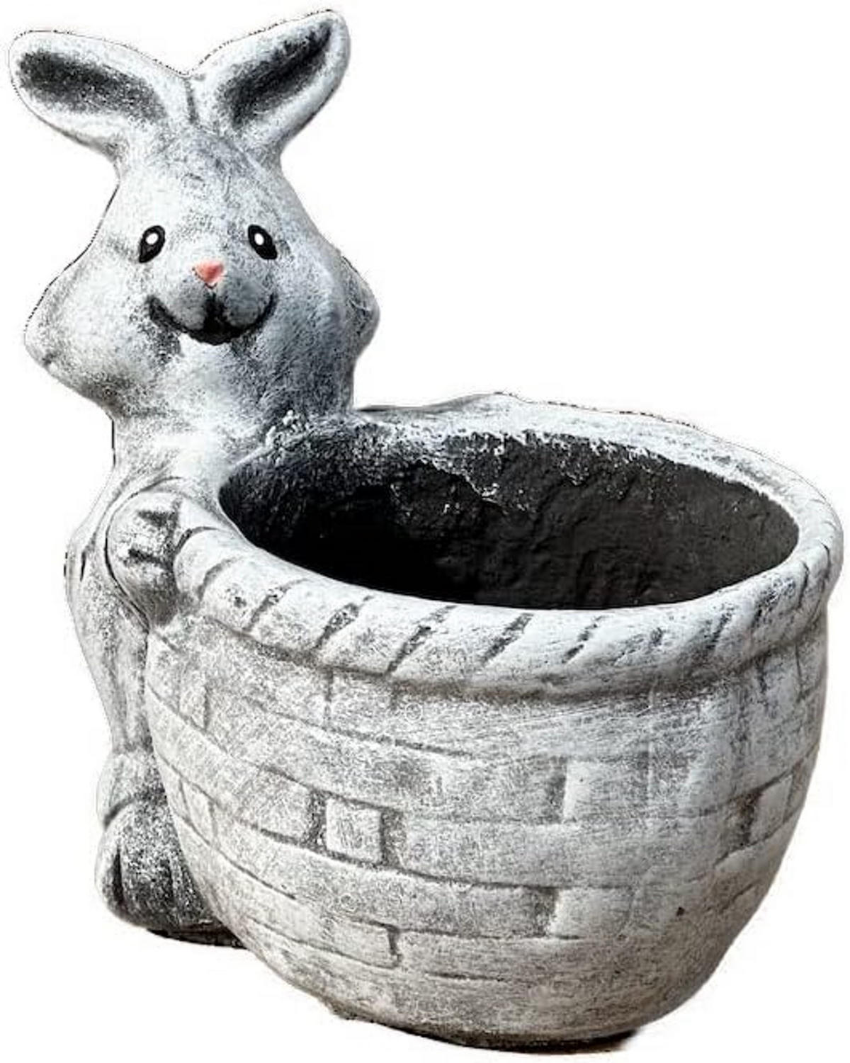 STEINFIGUR Hasen Hasenbecher frostfest Steinguss massiv - Grau, Stein (14/14/10cm) - stoneandstyle