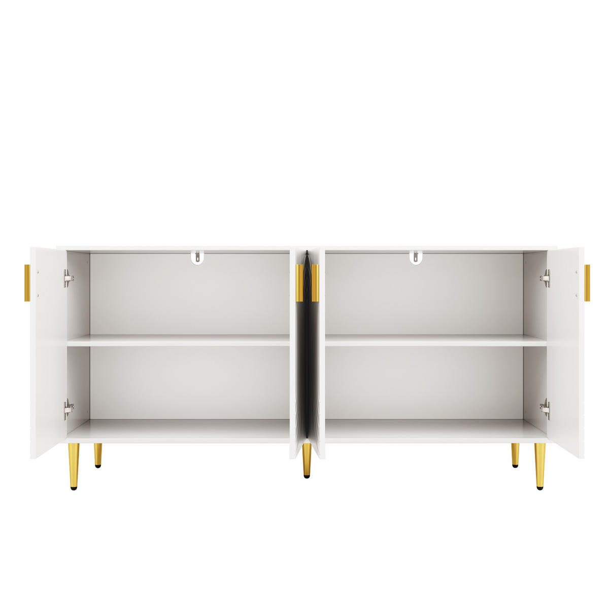 SIDEBOARD 152/40/75 cm in Weiß mit 4 Türen, 2 Schubladen und Goldakzenten - Weiß, Holzwerkstoff (40/75/152cm) - Flora Grace