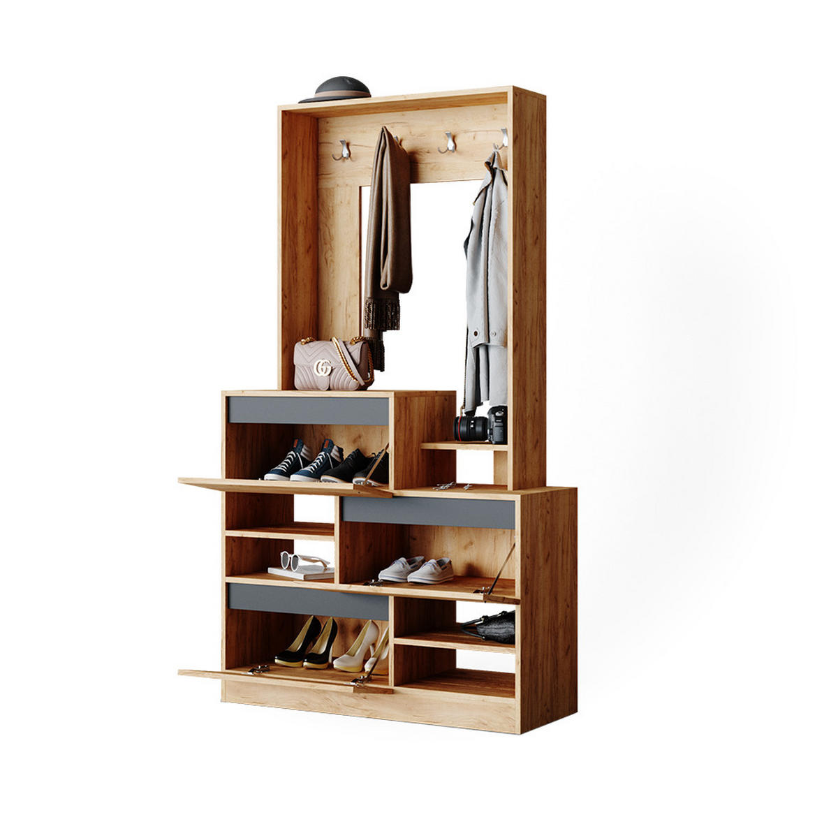 GARDEROBE Evia Goldkraft Eiche 100 x 180 cm - Honigeiche, Holzwerkstoff (100/180/39cm) - Vicco