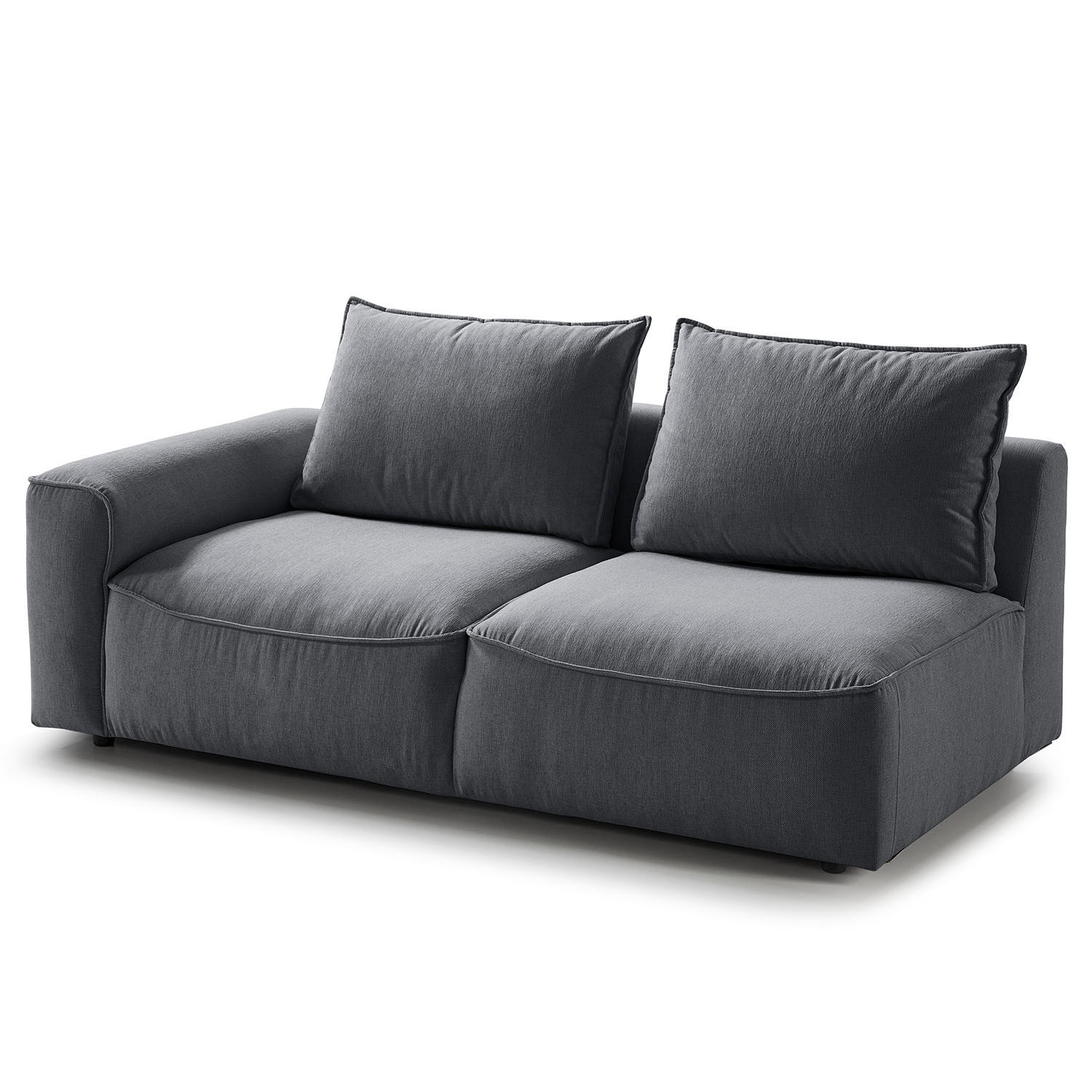 2,5-SITZER SOFA - modular - Schwarz/Grau, Kunststoff/Textil (184/82/99cm) - home24