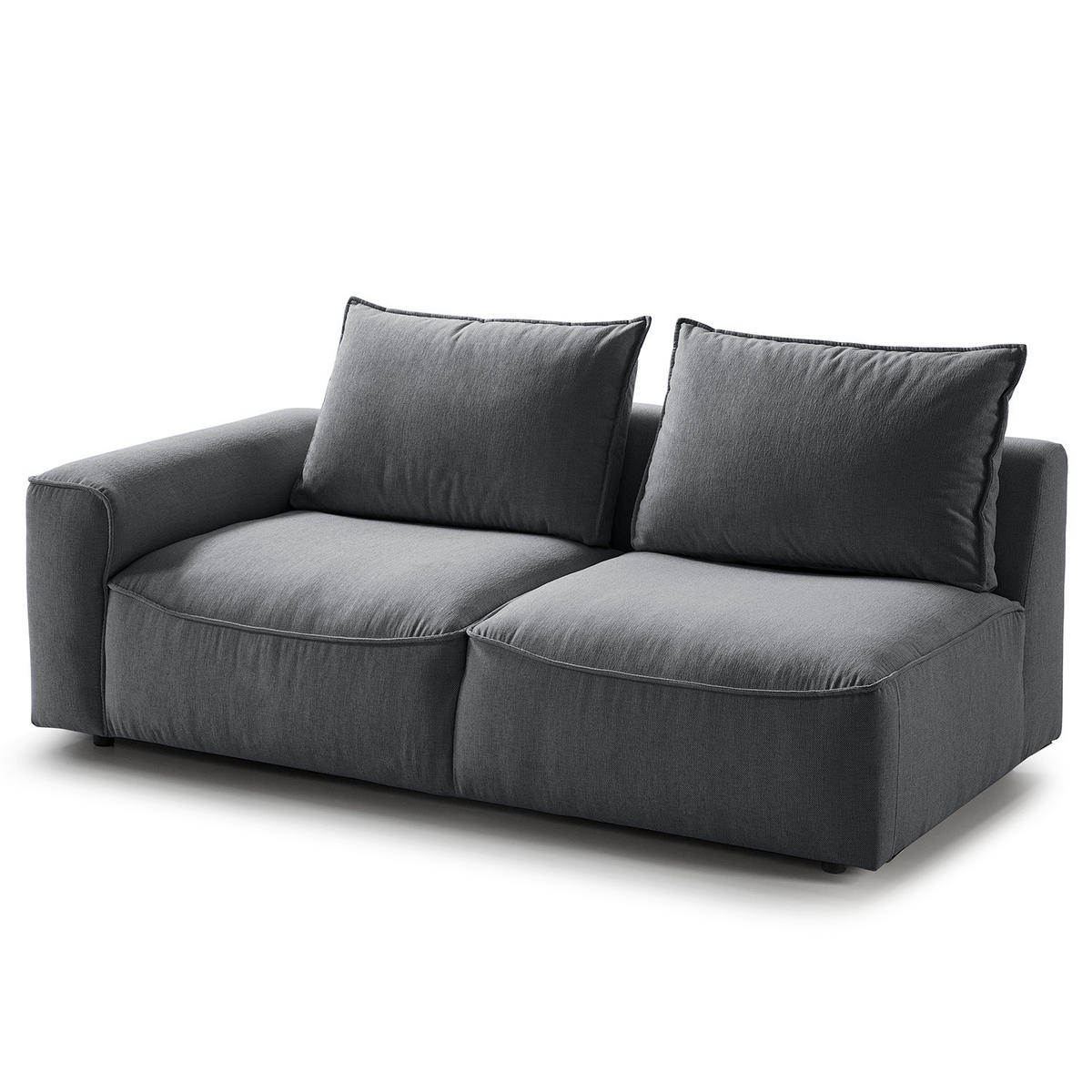 2,5-SITZER SOFA - modular - Schwarz/Grau, Kunststoff/Textil (184/82/99cm) - home24