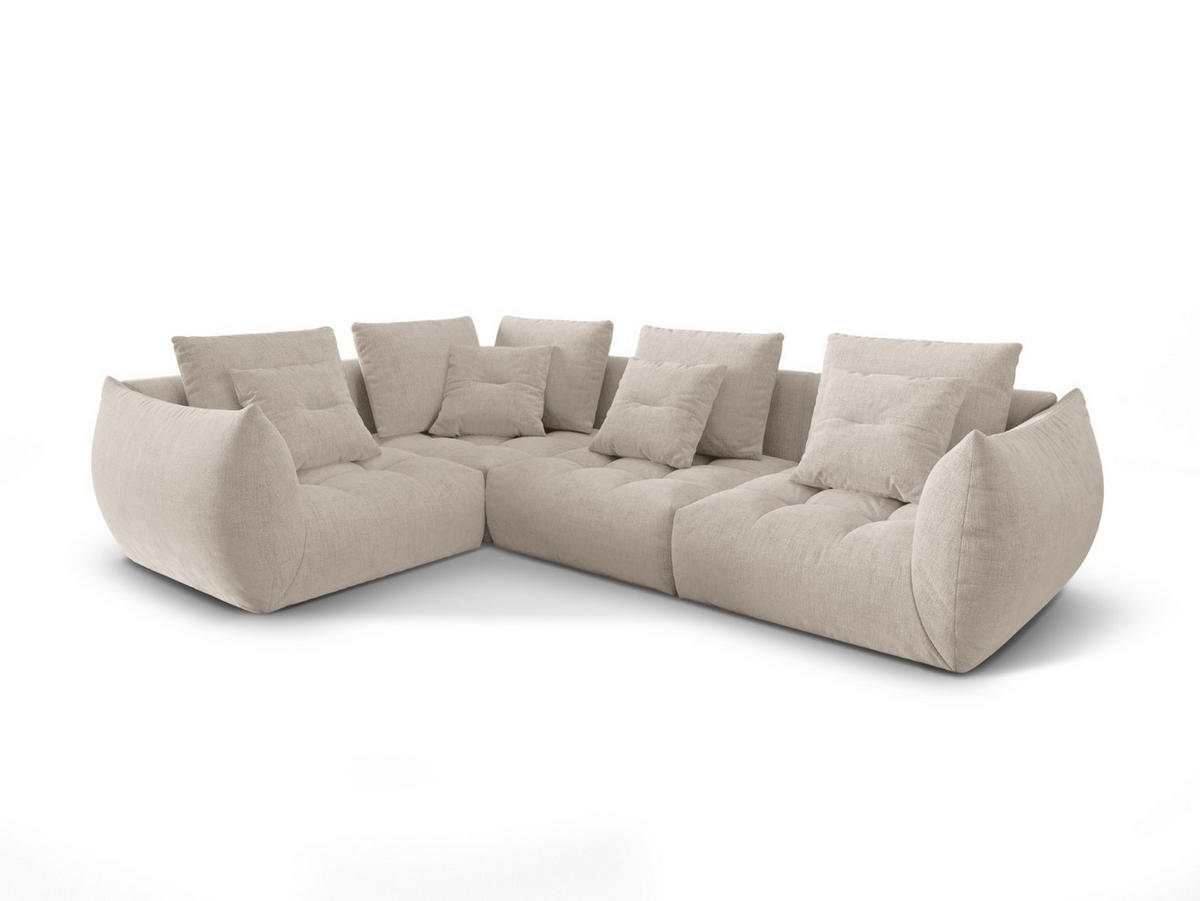 ECKSOFA modular links Bloom aus strukturiertem Stoff dunkelbeige 3 Sitzplätze - Mokka, Textil (216/316cm) - Micadoni