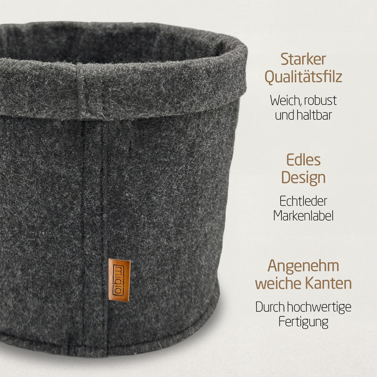 AUFBEWAHRUNGSKÖRBE 3er-Set - Dunkelgrau, Textil (23/23/23cm) - Miqio Design