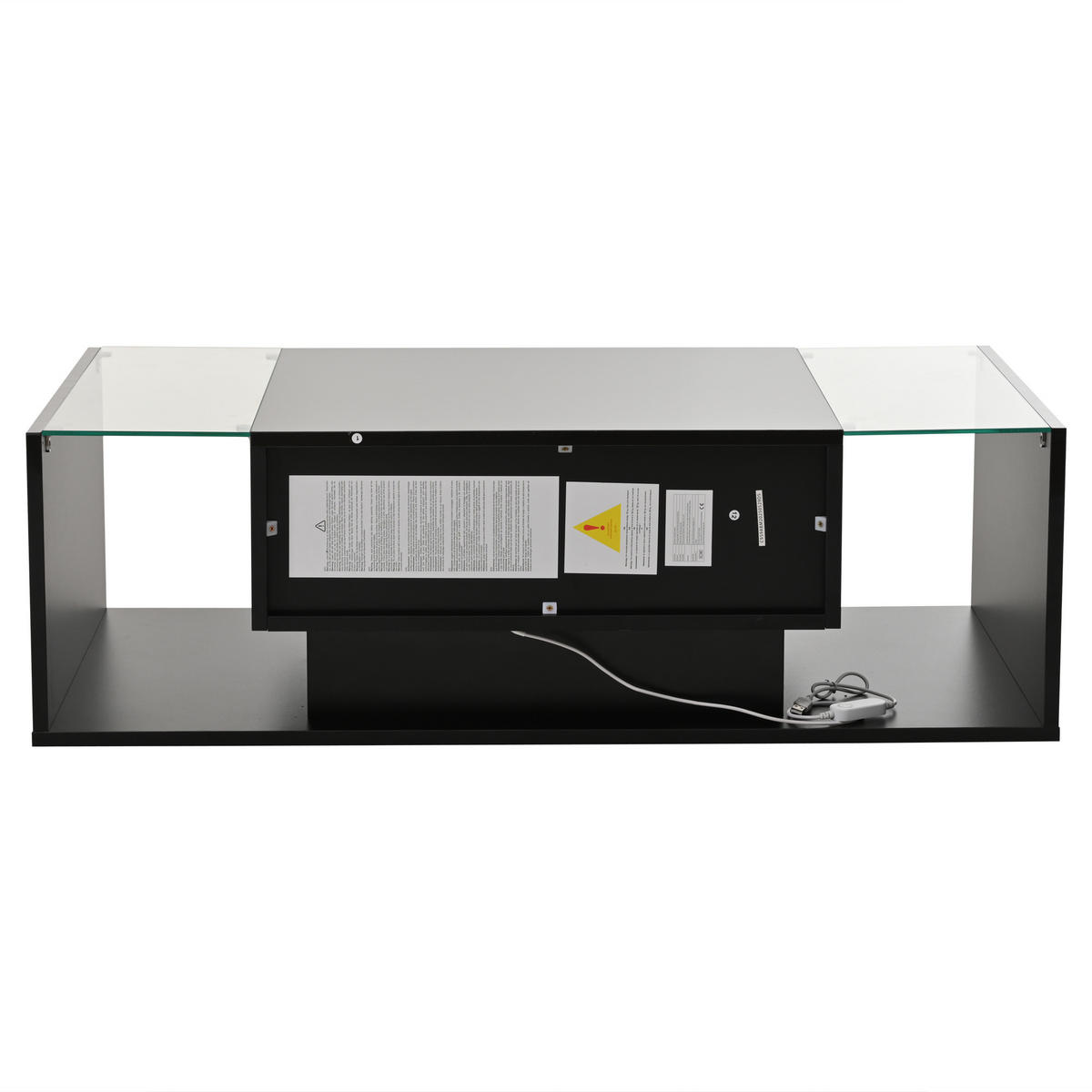 COUCHTISCH LED Schwarz 1 Schublade Glas Hochglanz 100x50x31cm - Schwarz, Holzwerkstoff (100/50/31cm) - FLIEKS