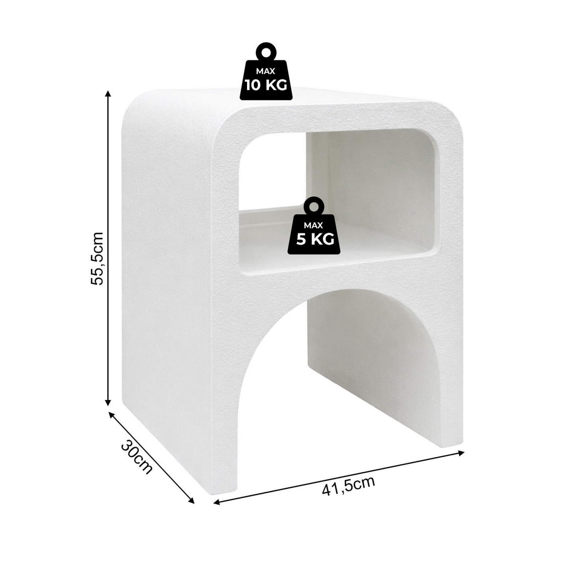 NACHTTISCH Seraphina 30/41.5/55.5 cm - Weiß, Holzwerkstoff (41.5/55.5/30cm) - Mobili Rebecca