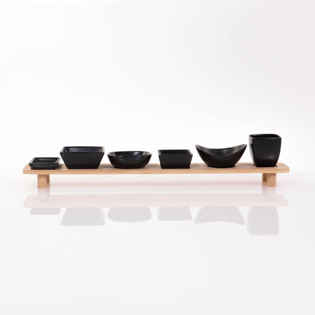 SERVIER-SET für Snacks Schwarz 50,6/9,4/7,7 cm - Schwarz, Keramik (50.6/9.4/7.7cm) - Excellent Houseware