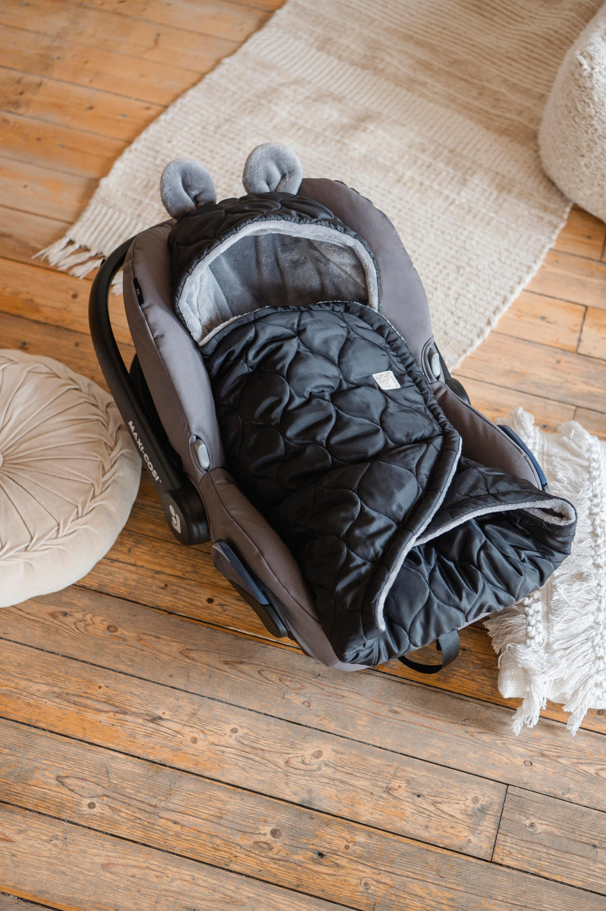 BABYSCHALENWRAP Recy Small, black/grey - Schwarz, Textil (32/7/77cm) - Kaiserbaby