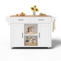 KÜCHENINSEL in Weiß Servierwagen mit klappbarer Arbeitsplatte und Schubladen für Küche und Wohnzimmer, B145/T45/H94.5 cm - Weiß, Holzwerkstoff (145/94.5/70cm) - STILVORA