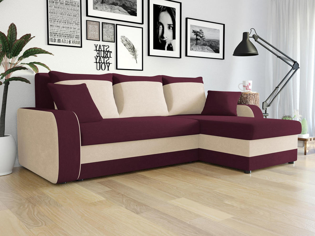 ECKSOFA Kris - Violett/Schwarz, Holz/Kunststoff (238/147cm) - MIRJAN24