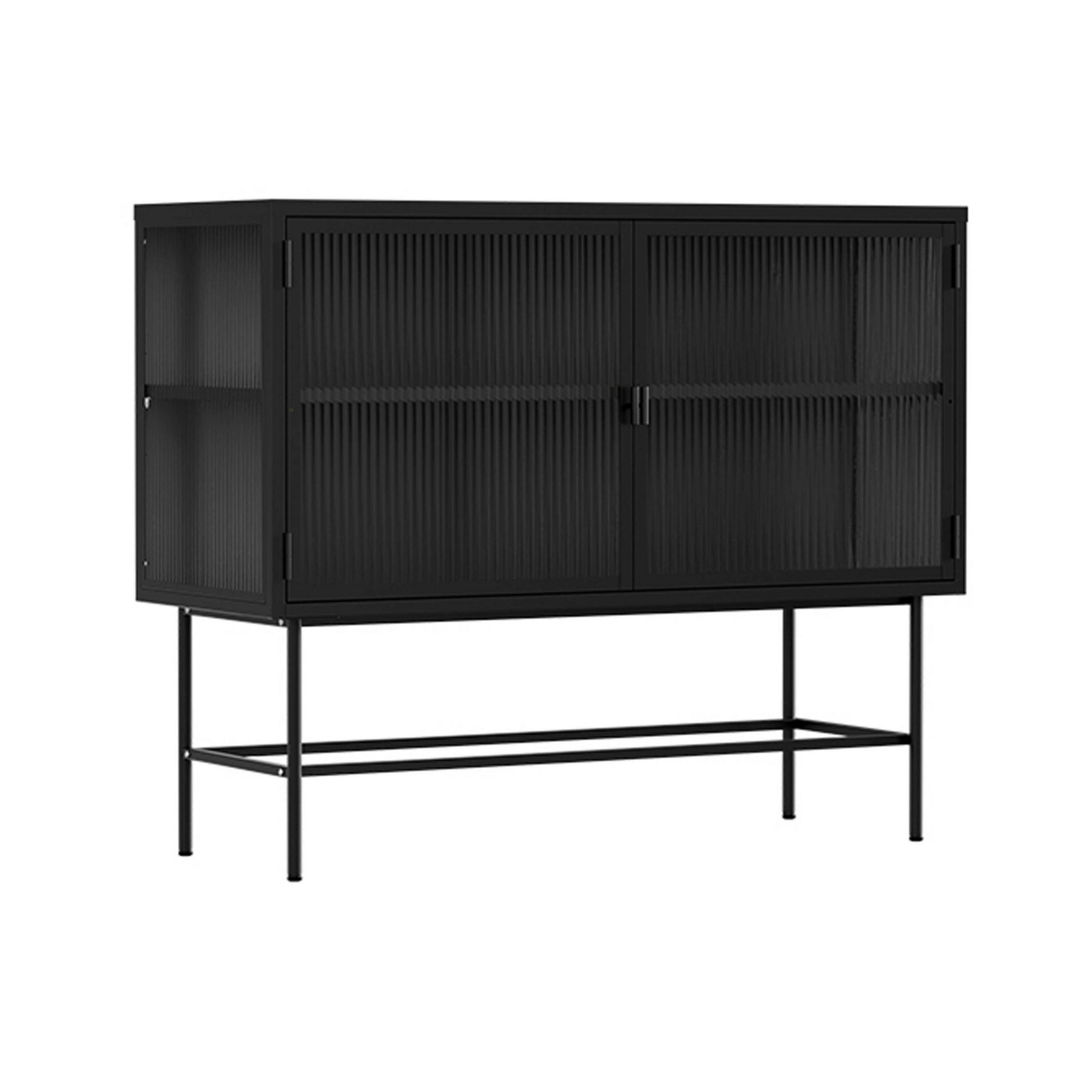 SIDEBOARD, Schwarz - Schwarz, Metall (43/90/110cm) - Oviala