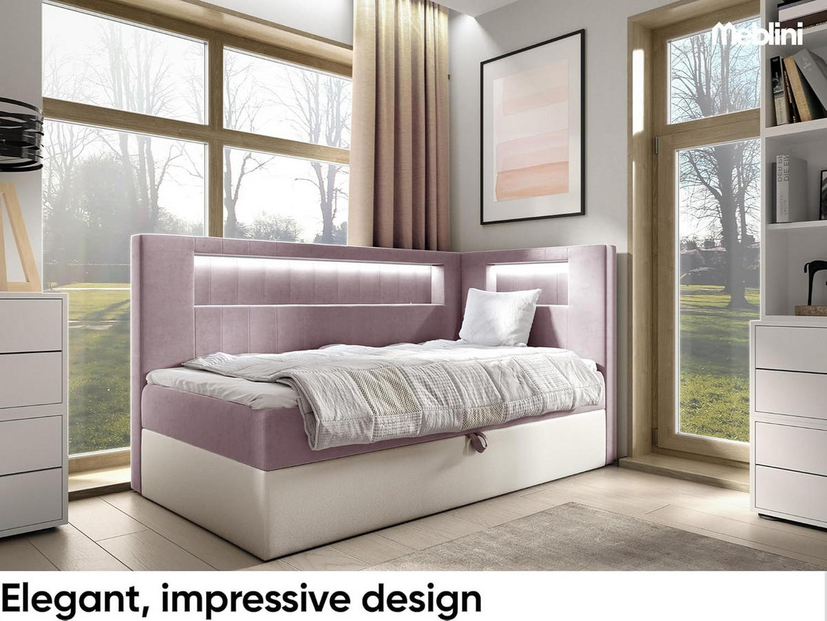 KINDERBETT GARETH 3 - Lila/Weiß, Holzwerkstoff (93/212cm) - Meblini