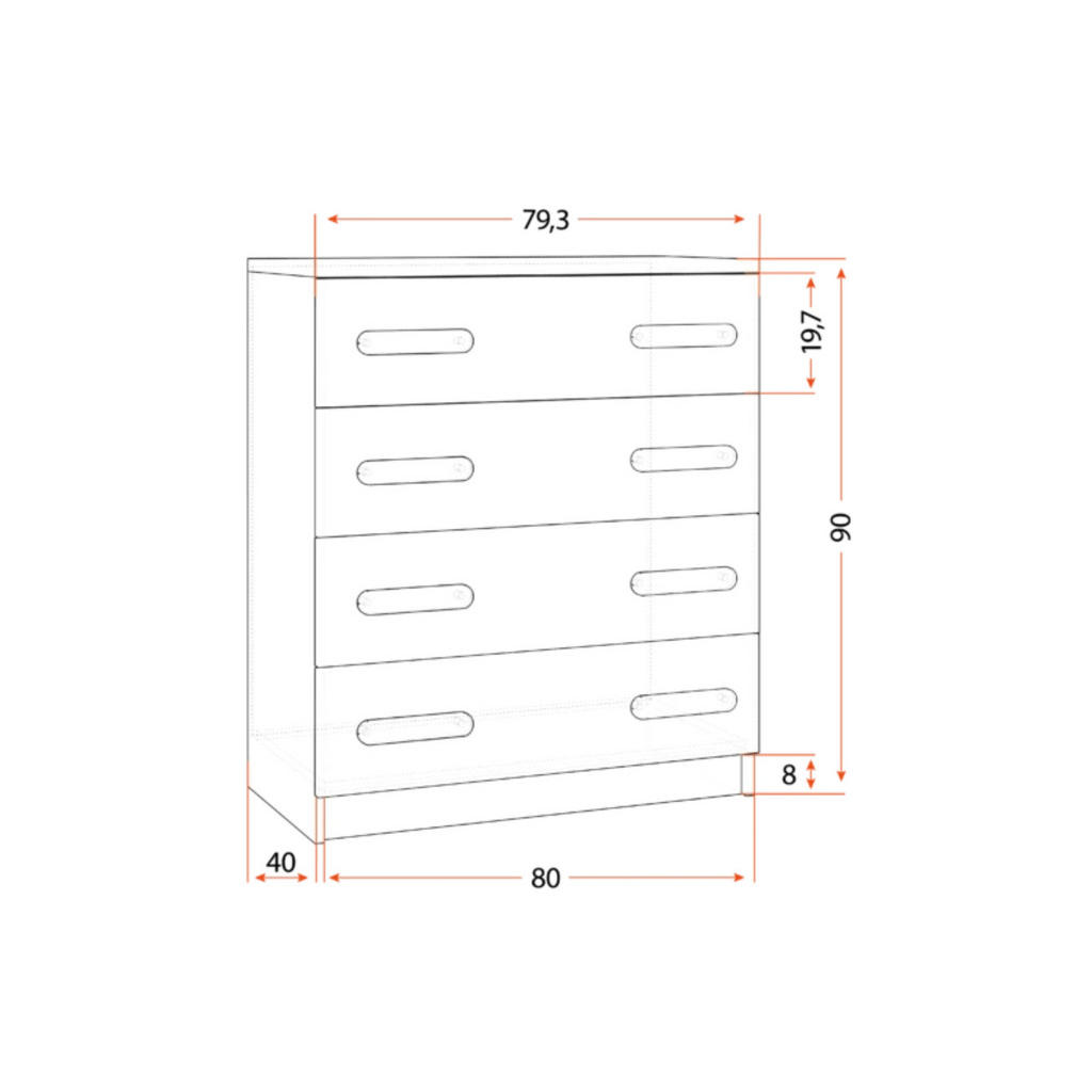 Thumbnail - Deine Möbel 24 Kinderkommode, Weiß, Grau, Blau, Holzwerkstoff, 80x90x40 cm, Babymöbel, Kinderkommoden