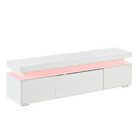 LOWBOARD DE-40401 3 Türen mit LED und Hochglanz Weiß - Weiß, Holzwerkstoff (150/43/35cm) - ComfortXL