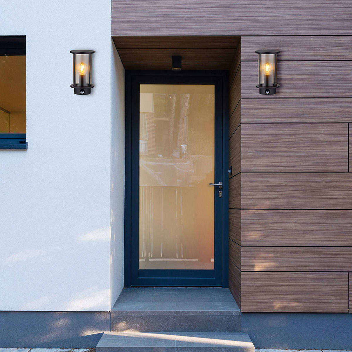 LED Außen-WANDLEUCHTE Edelstahl Schwarz - Schwarz, Glas (15.2/14.3/25.2cm) - Globo Lighting