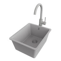 GRANITSPÜLE Venedig Slim Easy, 2-er set Grau 36/44 cm 1 Becken + Küchenarmatur 32/20 cm + Ablauf-Set ab 40er Unterschrank - Grau, Kunststoff (36/20/44cm) - Primagran