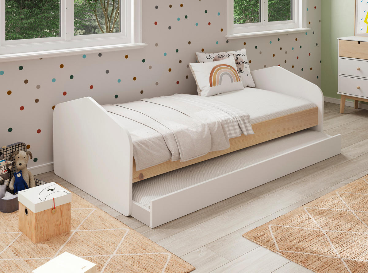 BETT Estefania Weiß 205.4/100/65 cm - Weiß, Holz (190/90cm) - Calicosy