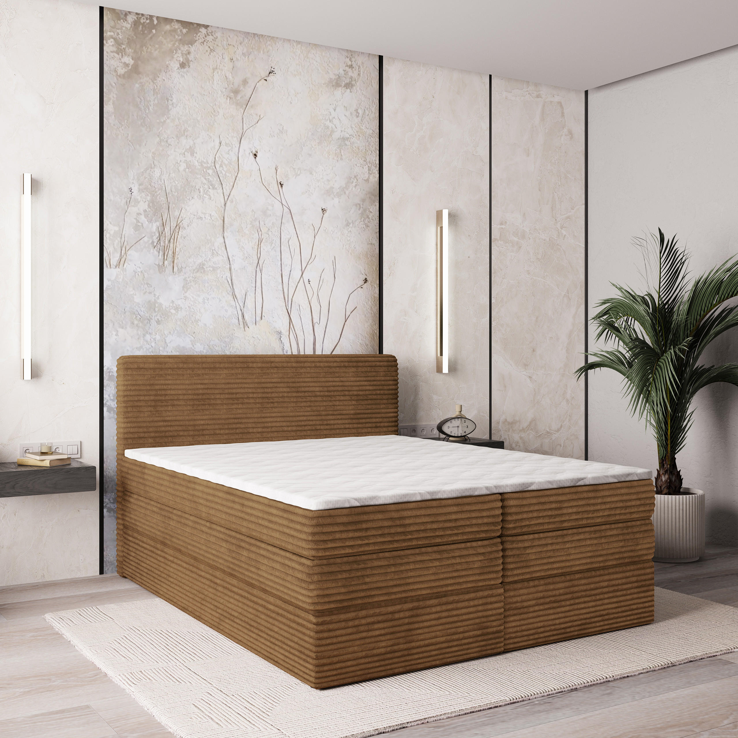 BOXSPRINGBETT LUNERA 140x200 cm mit Matratze und Topper - Kupferfarben - Kupferfarben, Holz (140/200cm) - MASSENO