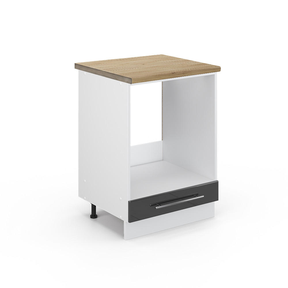 SPISKONVERTERINGSSKÅP Fame-Line Antracit högblank 60 cm , AP Oak Antracit, Vit 82/60/60 cm