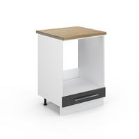 HERDUMBAUSCHRANK Fame-Line Anthrazit Hochglanz 60 cm, AP Eiche - Schwarz Hochglanz/Anthrazit, Holzwerkstoff (60/82/60cm) - Vicco