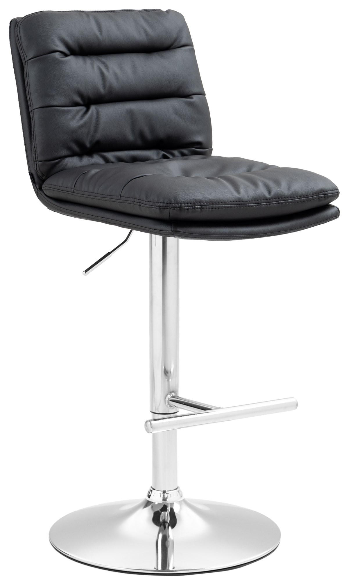 BARHOCKER Lederlook schwarz - Chromfarben/Schwarz, Textil/Metall (42/94/56cm) - CLP