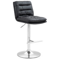 BARHOCKER Lederlook schwarz - Chromfarben/Schwarz, Textil/Metall (42/94/56cm) - CLP