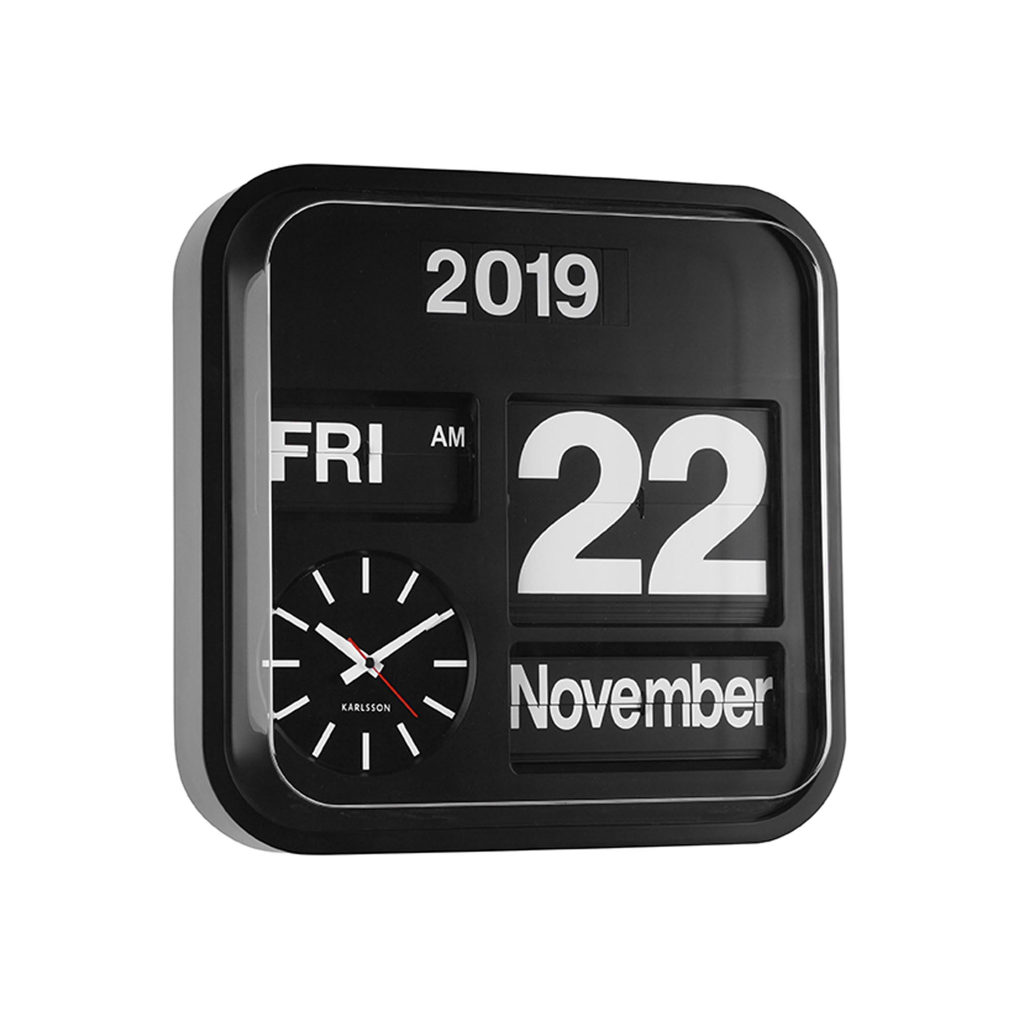 WANDUHR Big Flip 16/43/43 cm - Schwarz, Kunststoff (43/43/16cm) - Karlsson