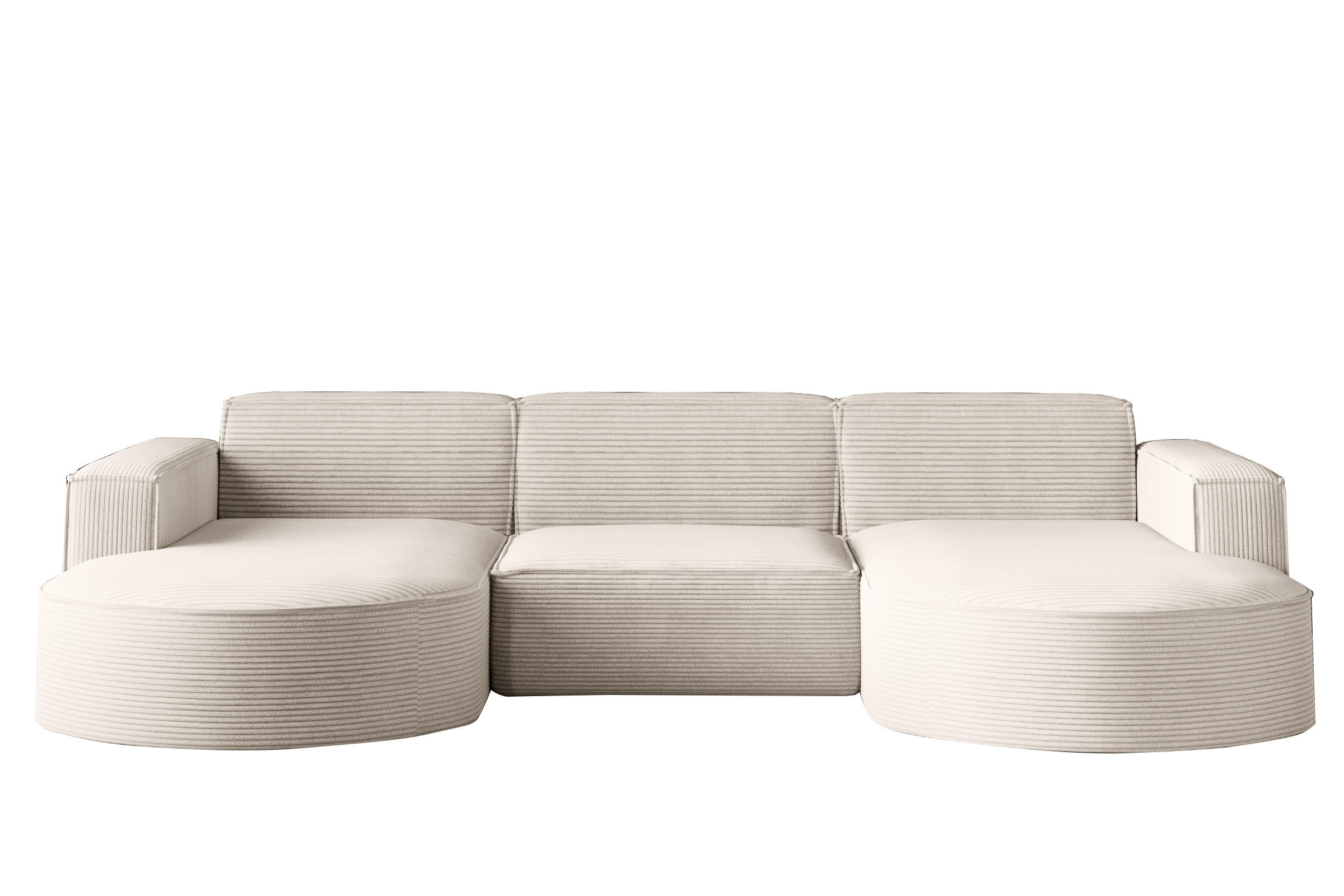 ECKSOFA Designer MODENA U STUDIO Stoff Dicker Cord Beige - Beige, Holz (165/299cm) - Kaiser Möbel