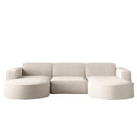 ECKSOFA Designer MODENA U STUDIO Stoff Dicker Cord Beige - Beige, Holz (165/299cm) - Kaiser Möbel