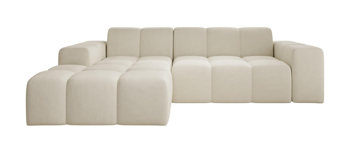 ECKSOFA Fogo ohne Schlaffuktion, L-Form, Sofa Links, Veloursstoff, 245x68x180 cm, Beige - Beige, Holz (180/245cm) - PROMETO Möbel
