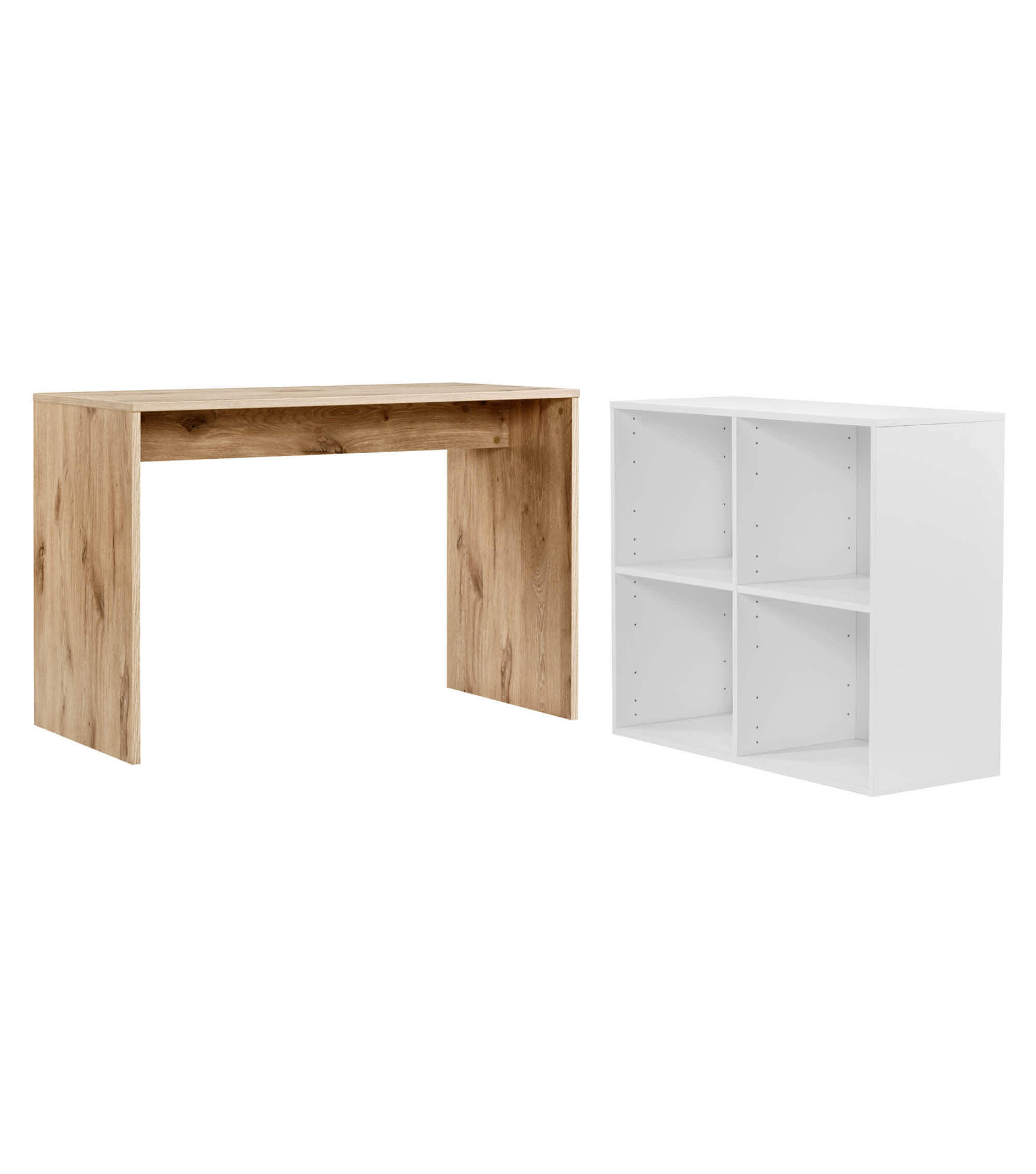 SCHREIBTISCH Der Produktive - Eichefarben/Schwarz, Holzwerkstoff (54/112/77cm) - Mokebo