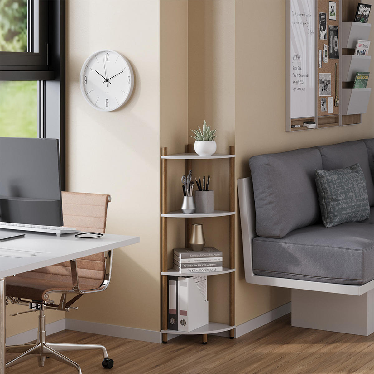 ROHOVÁ POLICE Bivio Bílá/borovice - bílá, kompozitní dřevo (29/102.5/29cm) - Vicco