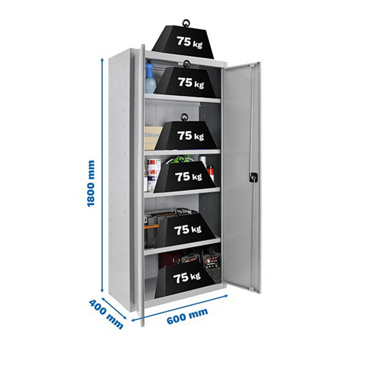 STAHLSCHRANK Amego HxBxT 180x60x40 cm 4x Fachboden Grau-Grau - Grau, Metall (60/180/40cm) - PROREGAL