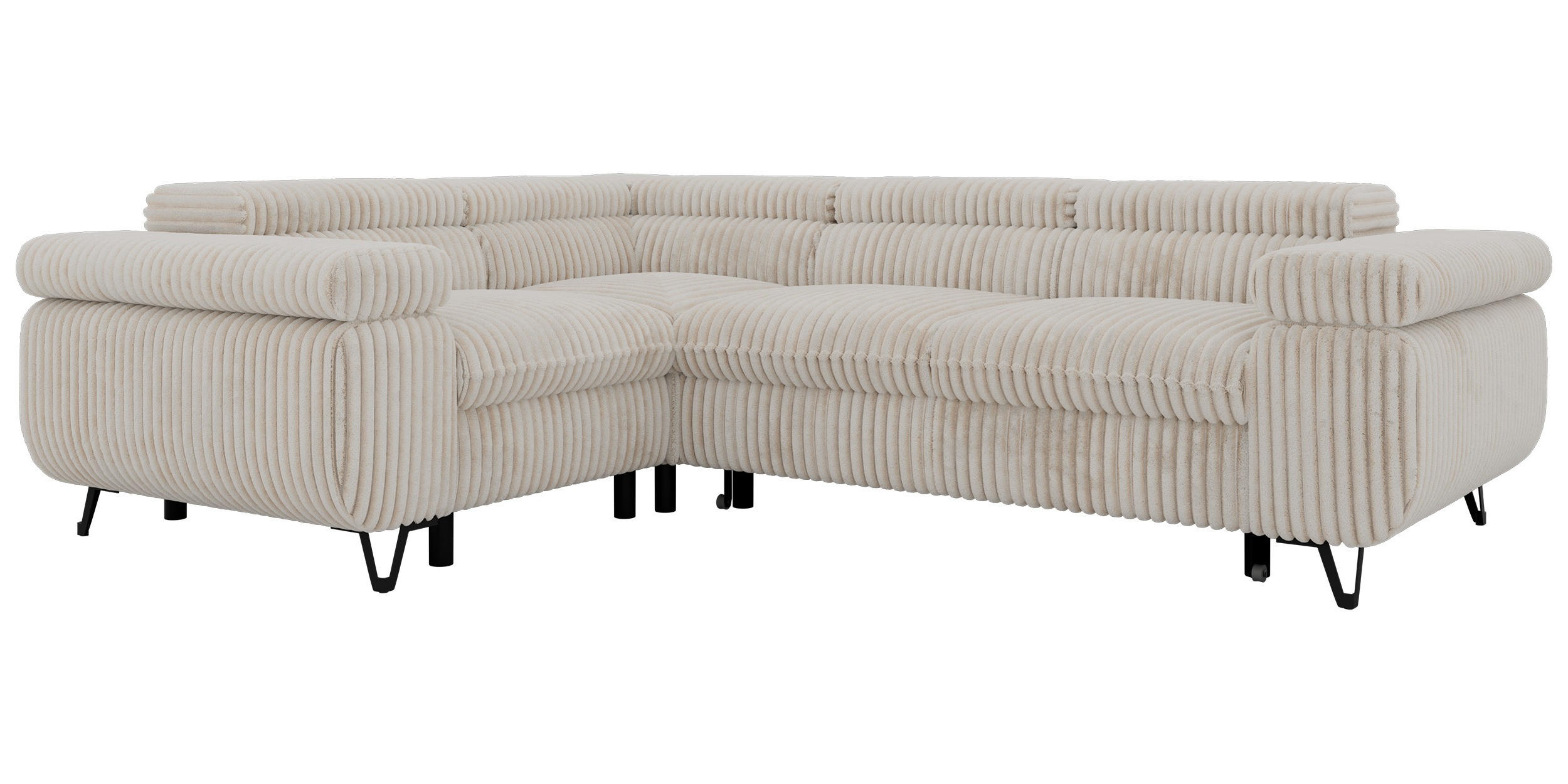 ECKSOFA FALCO L - Beige Cord - Links Seite - Beige/Creme, Textil/Metall (197/268cm) - MKS