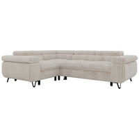 ECKSOFA FALCO L - Beige Cord - Links Seite - Beige/Creme, Textil/Metall (197/268cm) - MKS