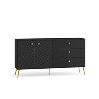 SIDEBOARD Eljot Schwarz / Gold 160 / 40 / 85cm - Goldfarben/Schwarz, Holz/Holzwerkstoff (160/85/40cm) - Feldmann-Wohnen