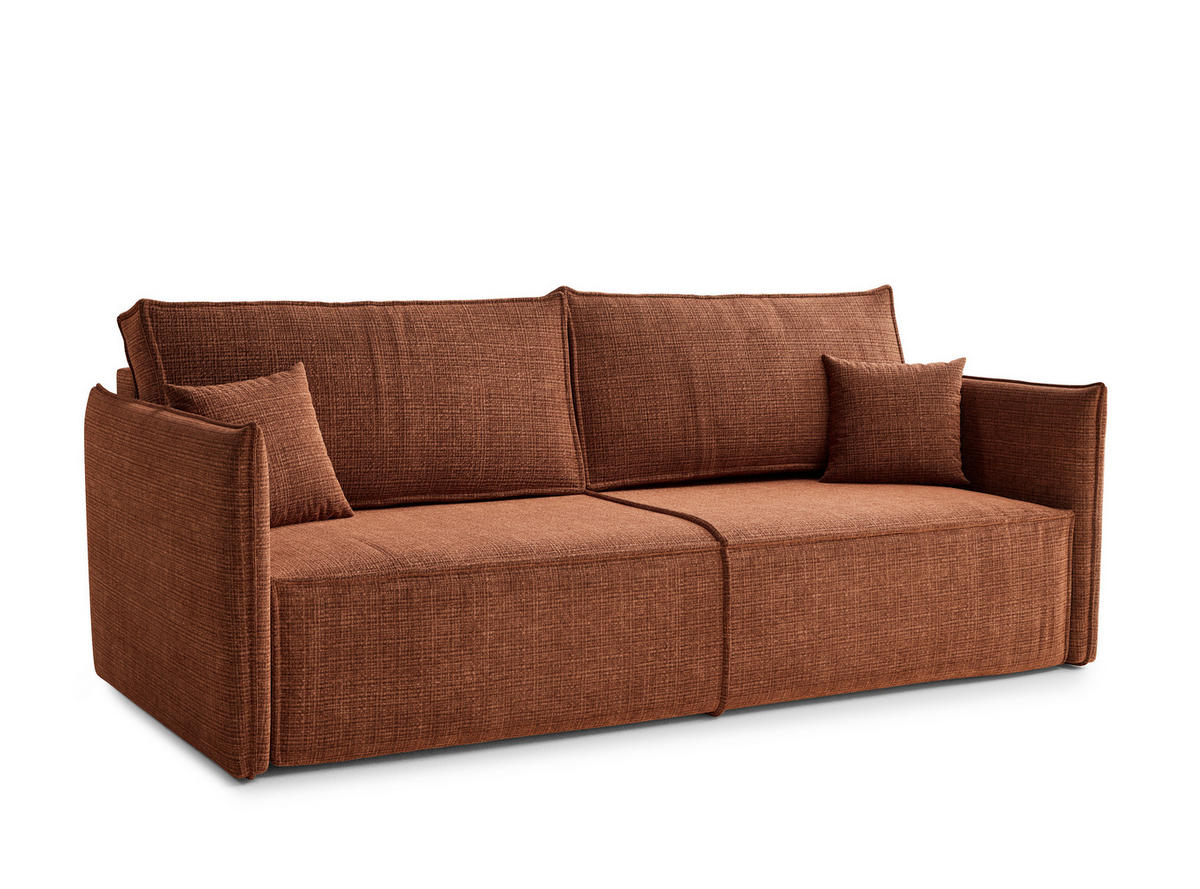 SOFA MIT SCHLAFFUNKTION Obra Kupferfarbe Chenille-Stoff - Schwarz/Kupferfarben, Holz/Holzwerkstoff (220/70/107cm) - Maison de Reve