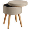 SITZHOCKER mit Stauraum Yara,42,5 x 42,5 x 45,5 cm,Sand - Sandfarben, Holz (42.5/45.5/42.5cm) - tectake