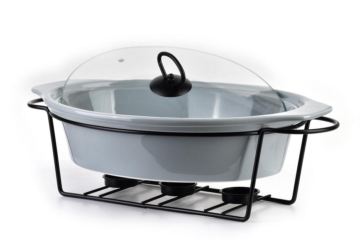 AUFLAUFFORM Modern Kitchen Grau 39/28/12 cm Keramik - Grau, Keramik (28/12/39cm) - Mondex
