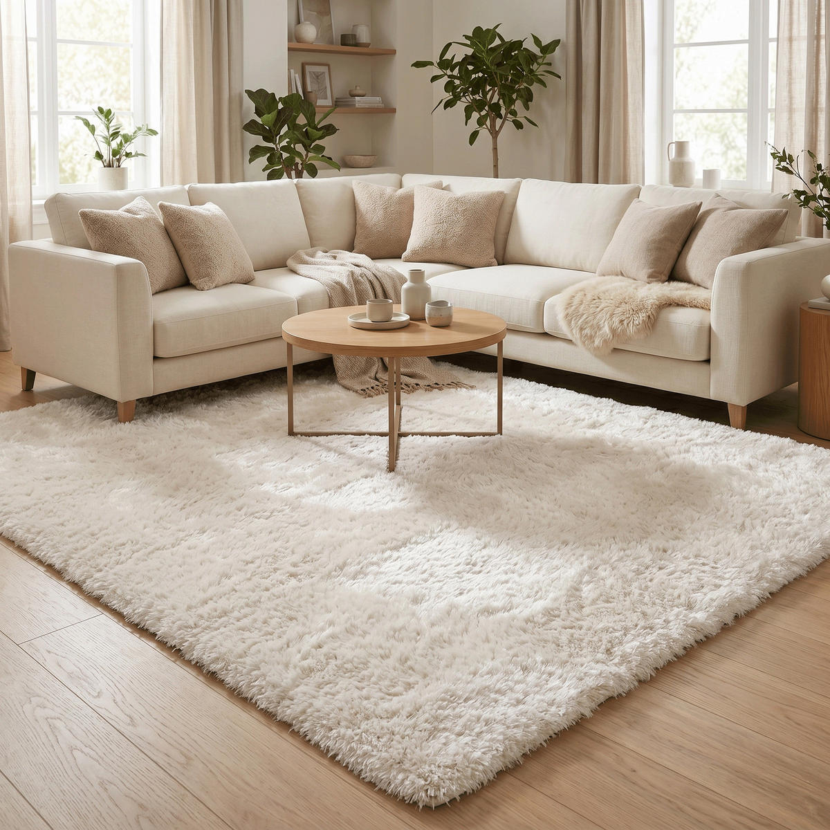 HOCHFLOR SHAGGY TEPPICH LUXUS EMOTION MIX - Weiß, Textil (200/200cm) - Snapstyle